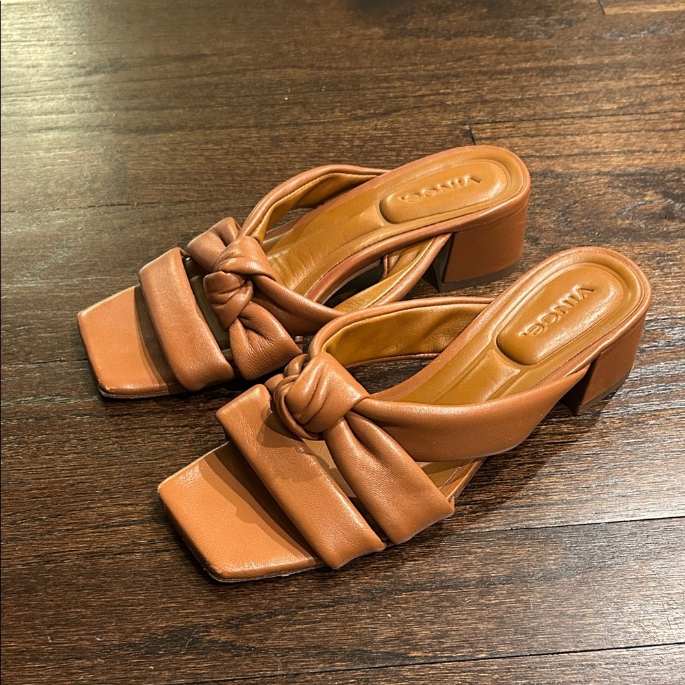 Vince Women’s Brown Knotted Heeled Sandals Size 5